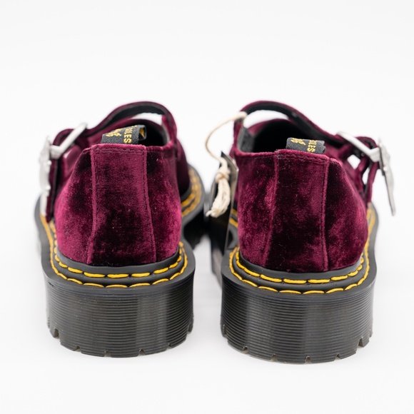 size 39EU 8 US Marc Jacobs Dr Martens Heaven Cherry Red Velvet Addina Mary Jane - Picture 5 of 11